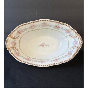 Elite Works Limoges Haviland Serving Bowl Floral Gold Trim